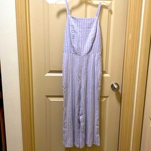 Ladies lavender pin stripe linen jumpsuit size XS